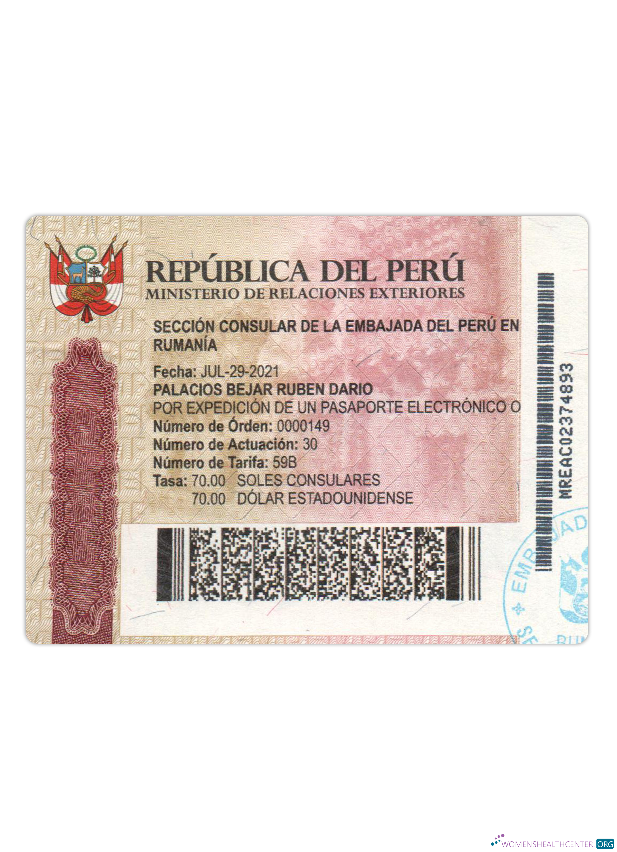 Download Peru travel visa Photoshop template